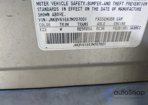 2007 Infiniti G35 Journey из США, поврежденный, VIN JNKBV61E67M707001